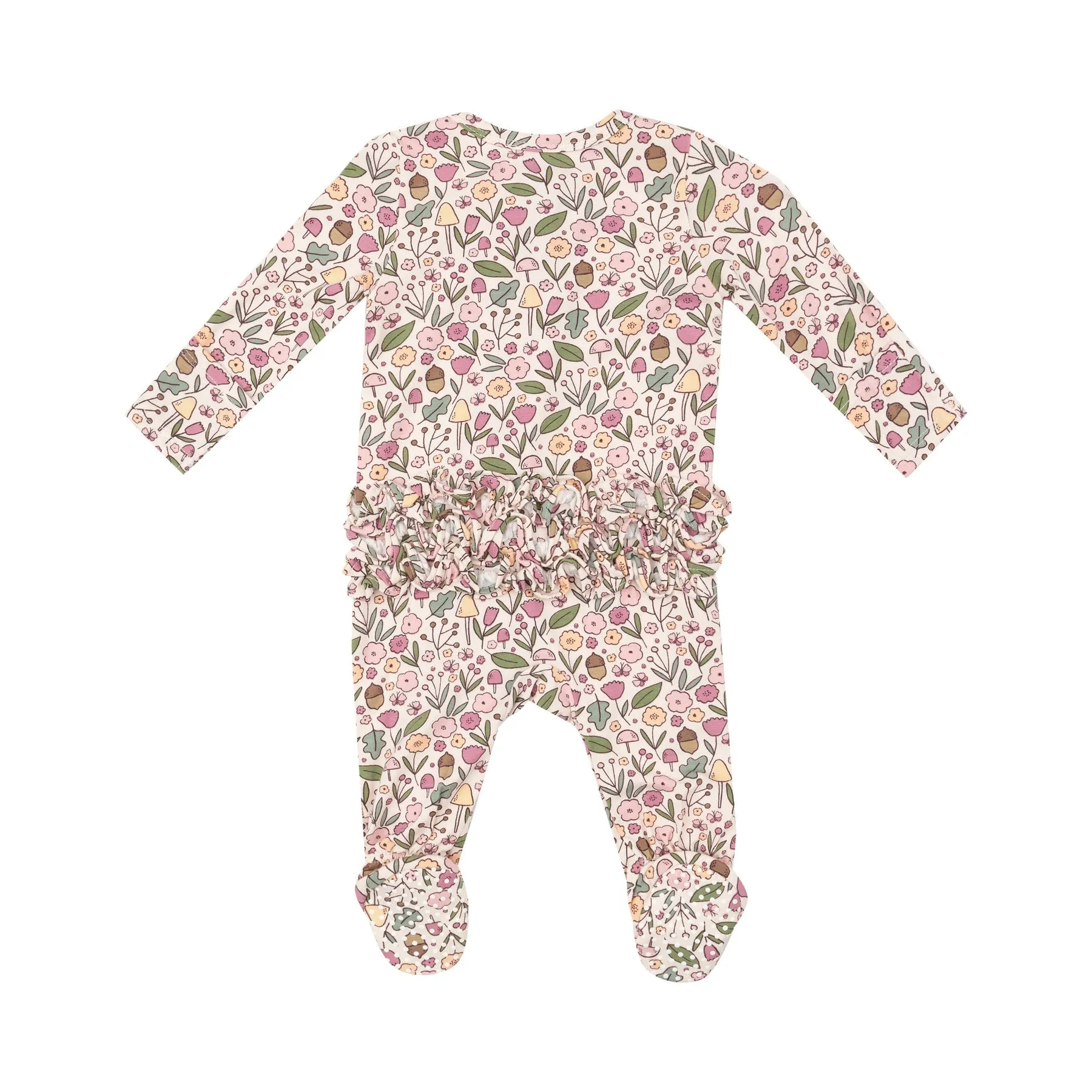 2-Way Ruffle Zipper Footie - Acorn Floral by Angel Dear
