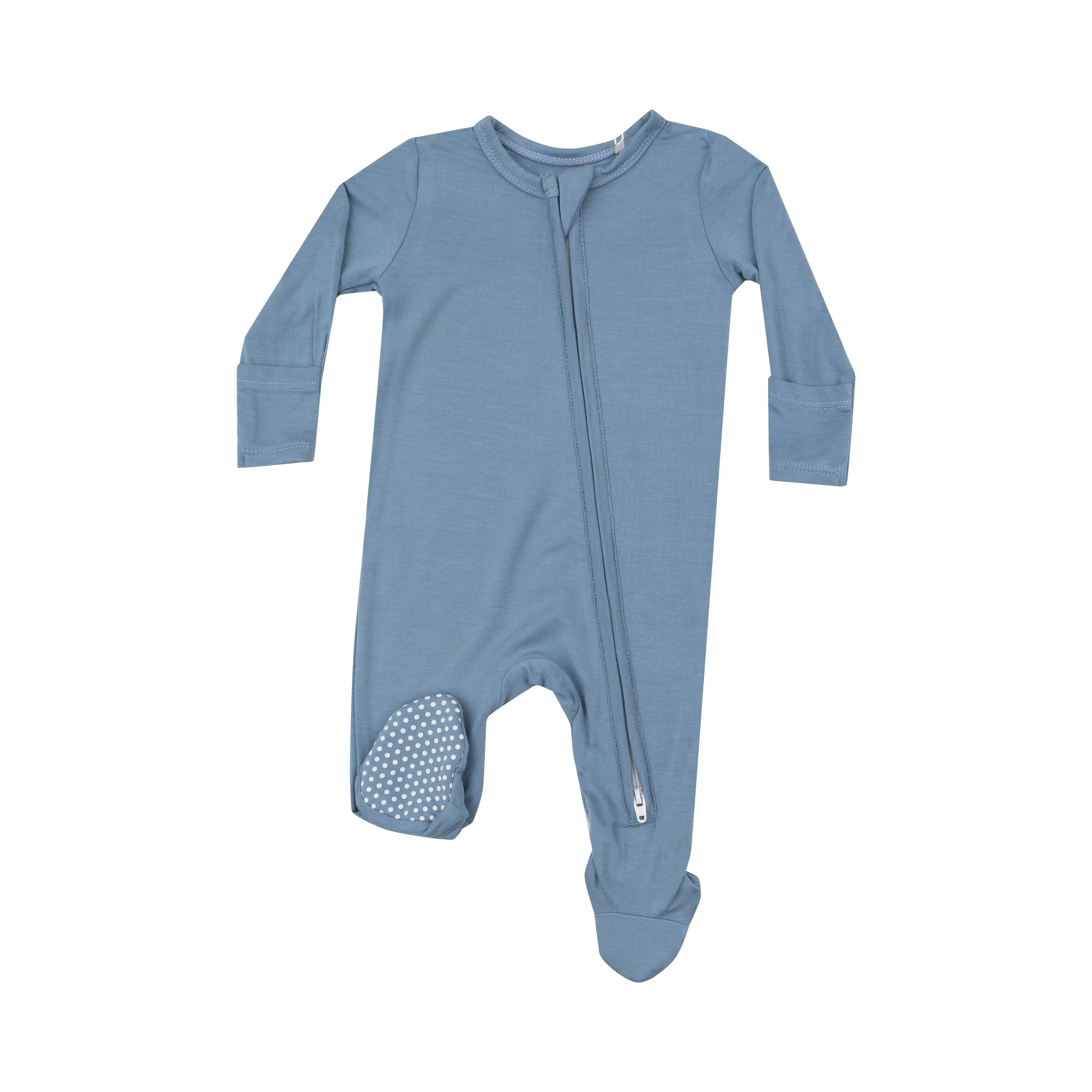 2-Way Zipper Footie Basics - Solid Faded Denim by Angel Dear