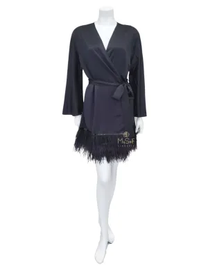 394X Black Swan Feathers Kimono Wrap Plus Sizes