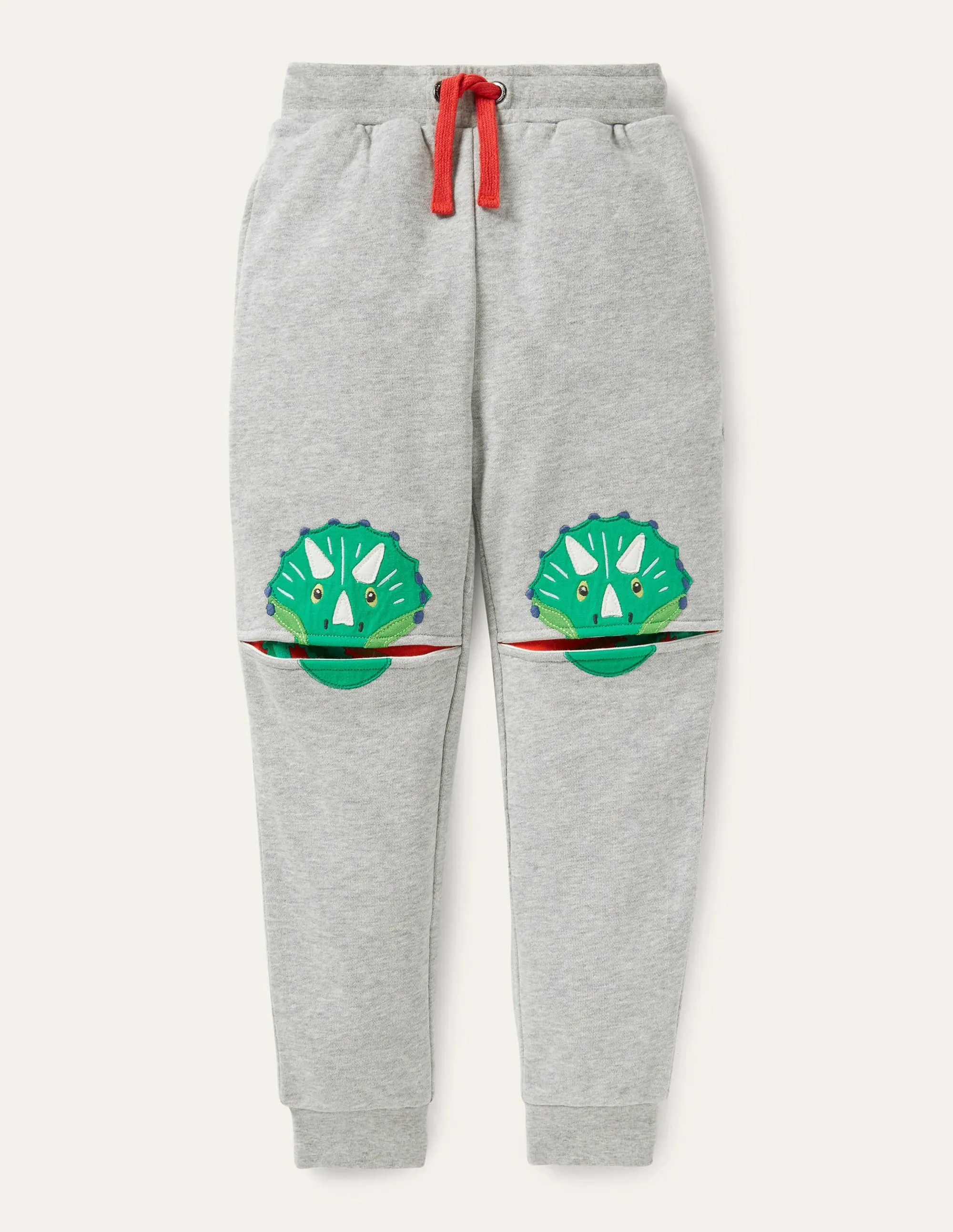 Appliqué Knee Joggers-Grey Marl Dinosaur