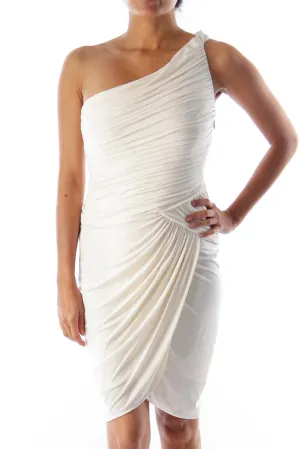 Beige One Shoulder Dress