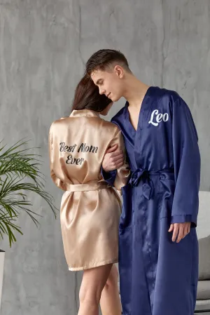 Best Mom and Best Dad Matching Satin Robes for Couple