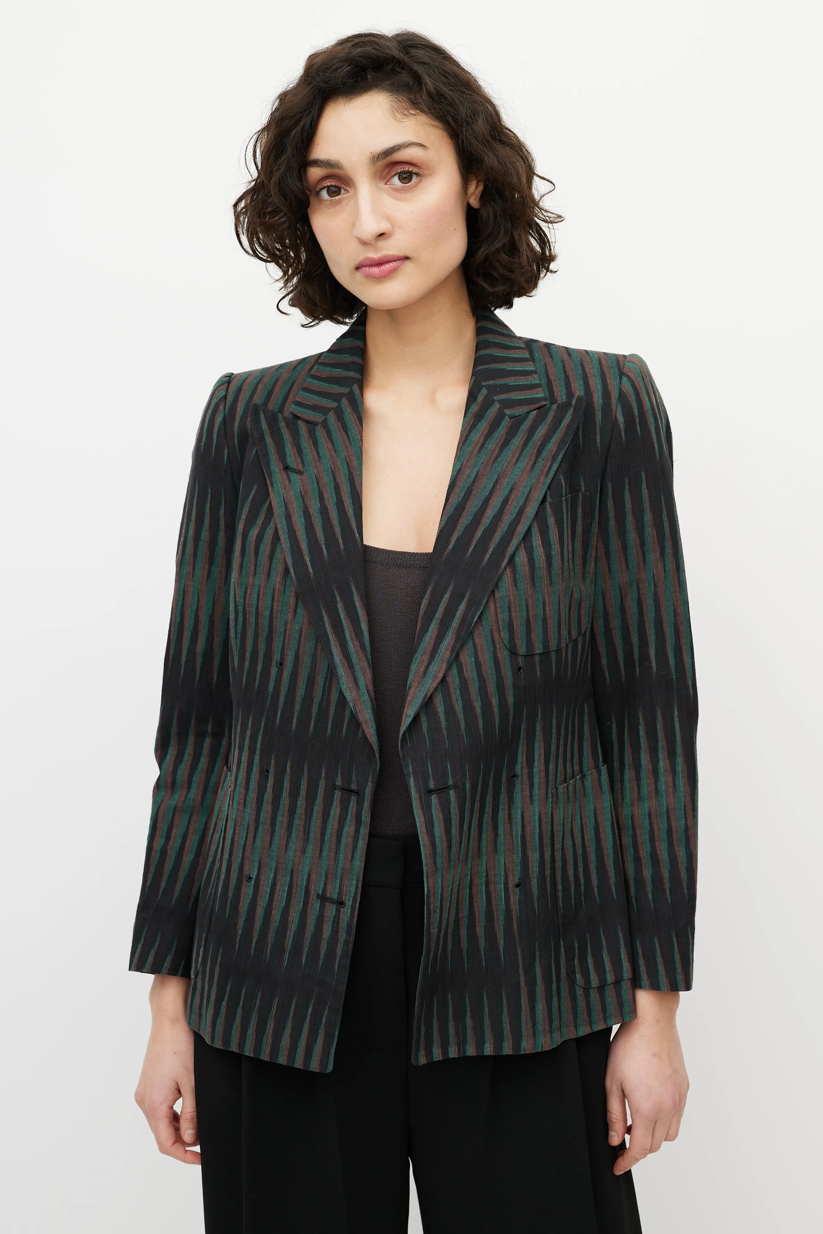 Black & Multicolour Striped Blazer