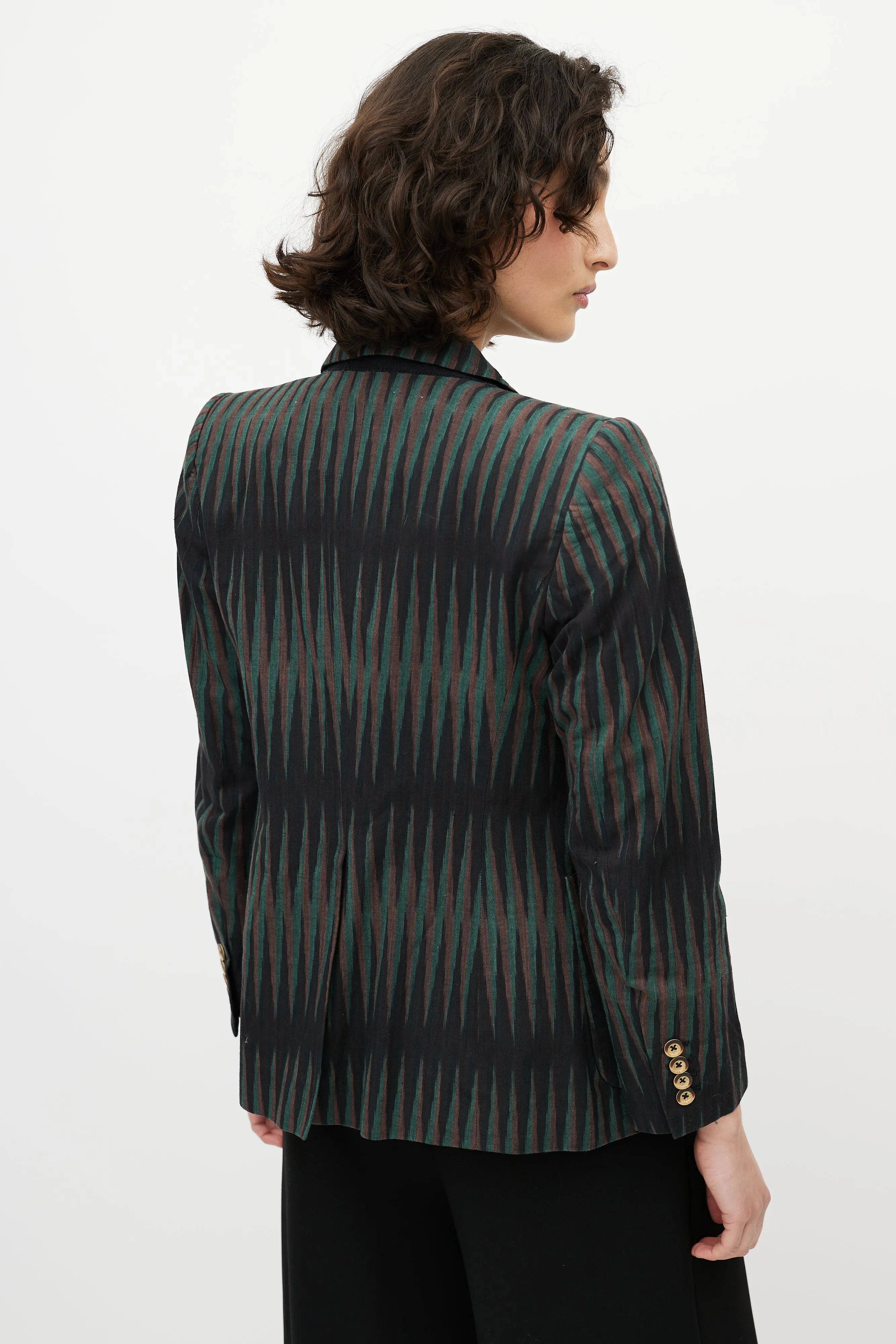 Black & Multicolour Striped Blazer
