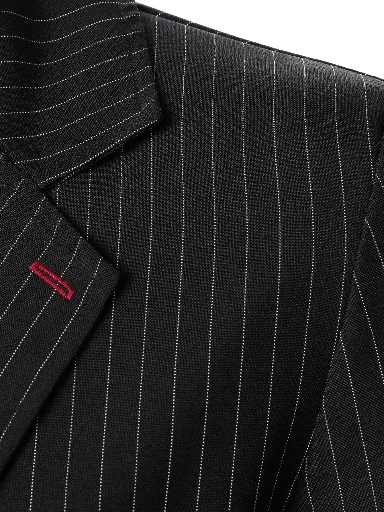 Black Pinstriped Contrast Panel Single Button Blazer