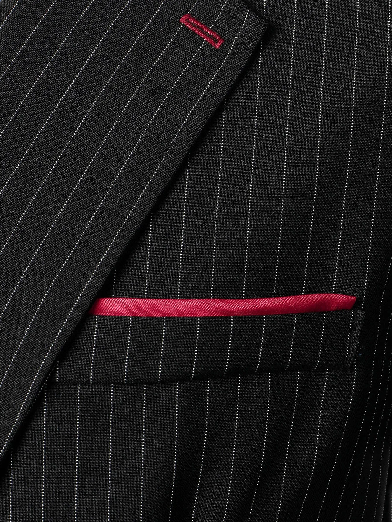 Black Pinstriped Contrast Panel Single Button Blazer