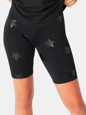 Black Tonal Star Foil UpLift Bike Shorts