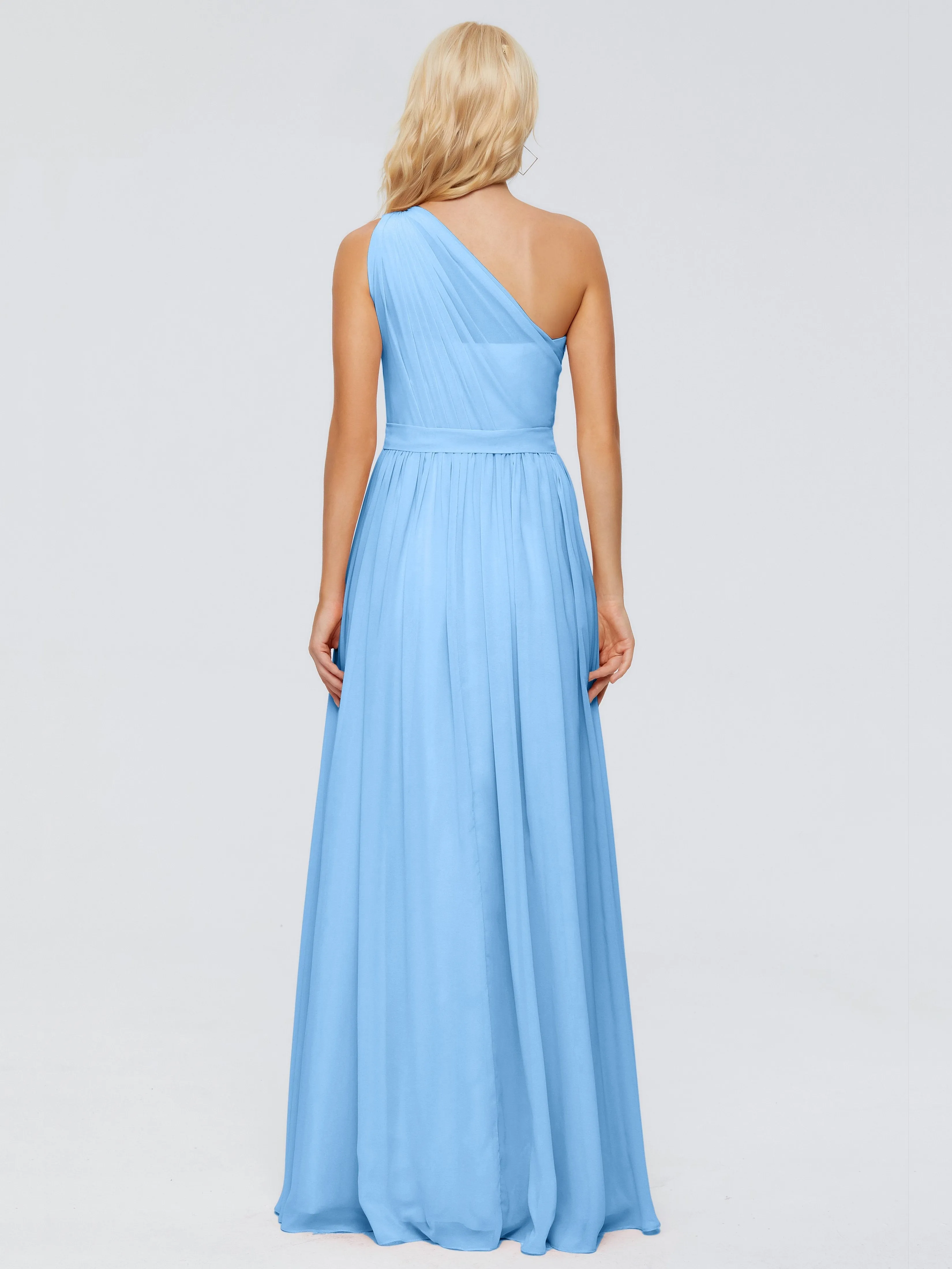 Blue Bridesmaid Dress Arabella One Shoulder Sash Bridesmaid Dresses