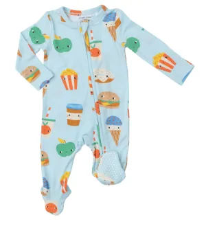 Blue Send Snacks 2 Way Zipper Footie
