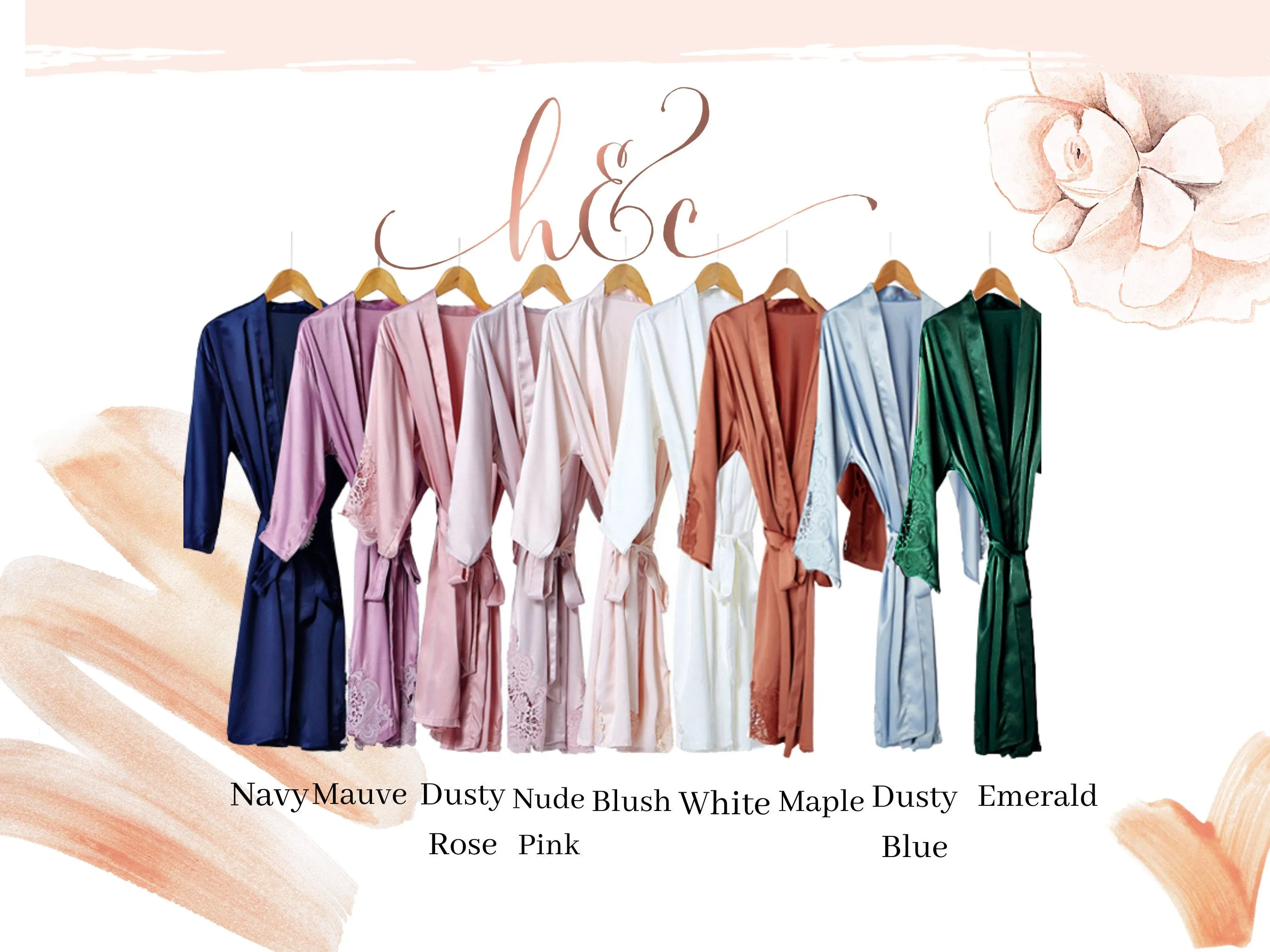Bridesmaid Lace Robes | Bridesmaid Gifts | Bridal Party Robes | Satin Robe | Wedding Robes | Lace Bridal Robe