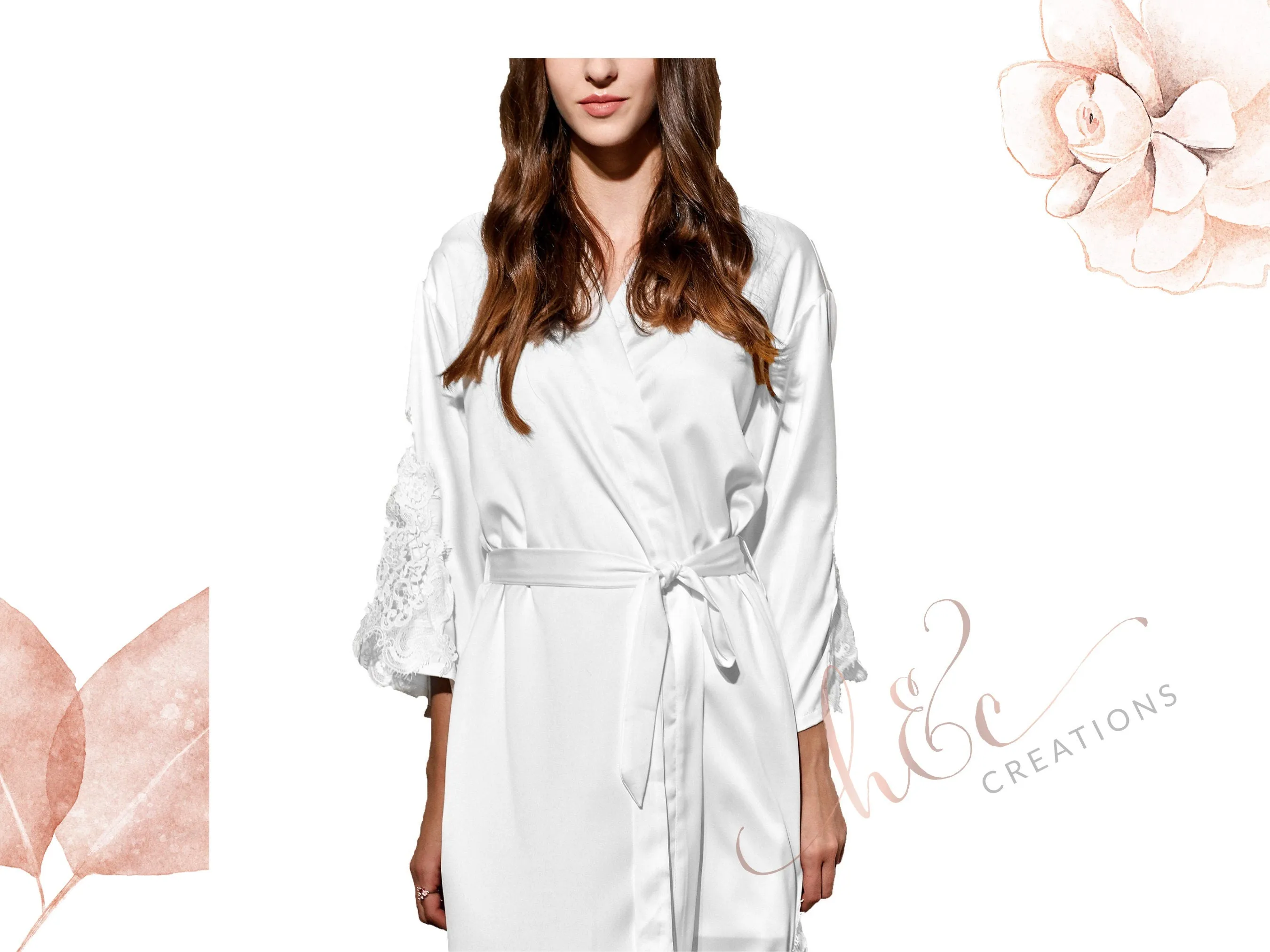 Bridesmaid Lace Robes | Bridesmaid Gifts | Bridal Party Robes | Satin Robe | Wedding Robes | Lace Bridal Robe