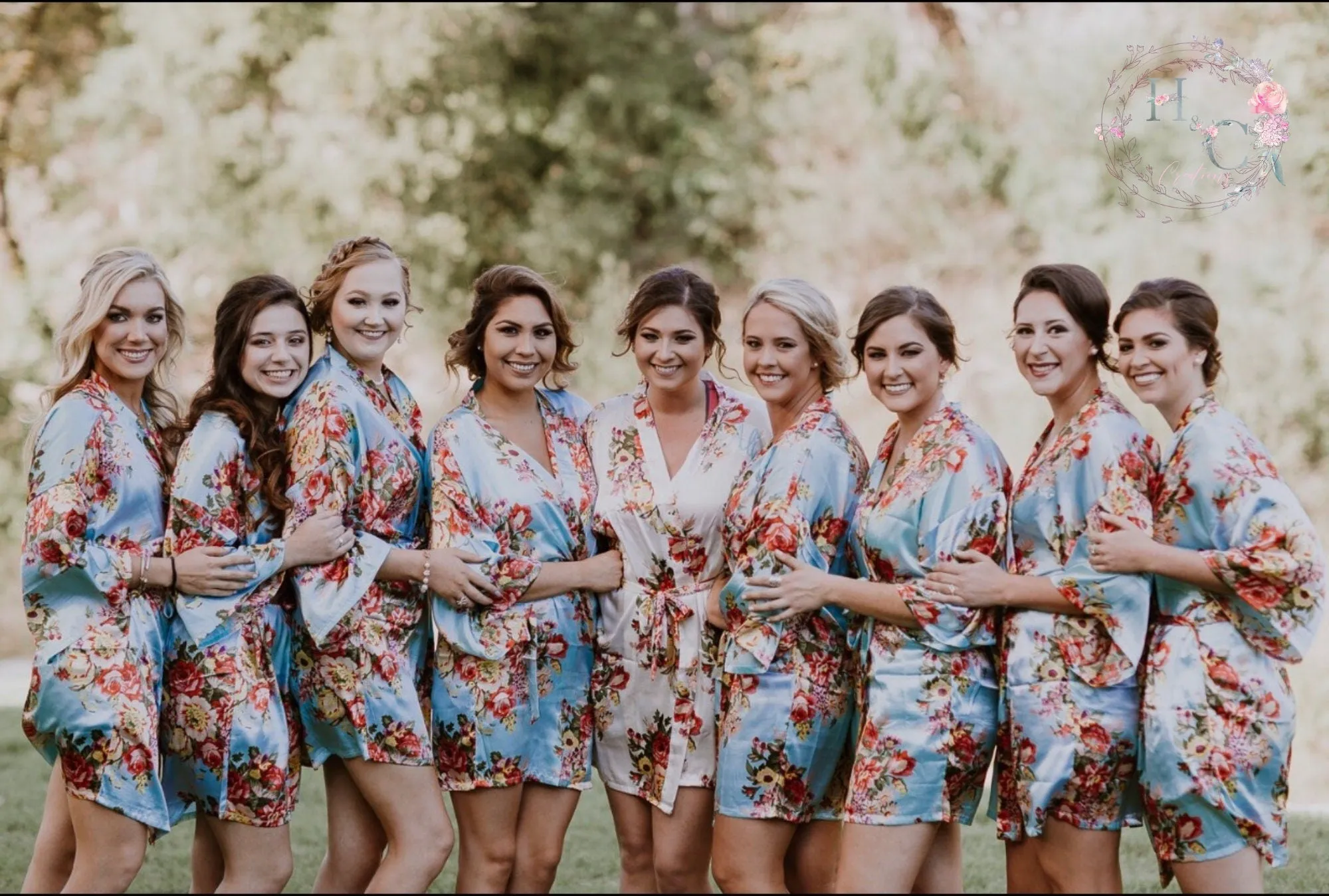 Bridesmaid Robes Satin,Silk Floral Robe, Coral Getting Ready Robe, Bridal Robe for Bride