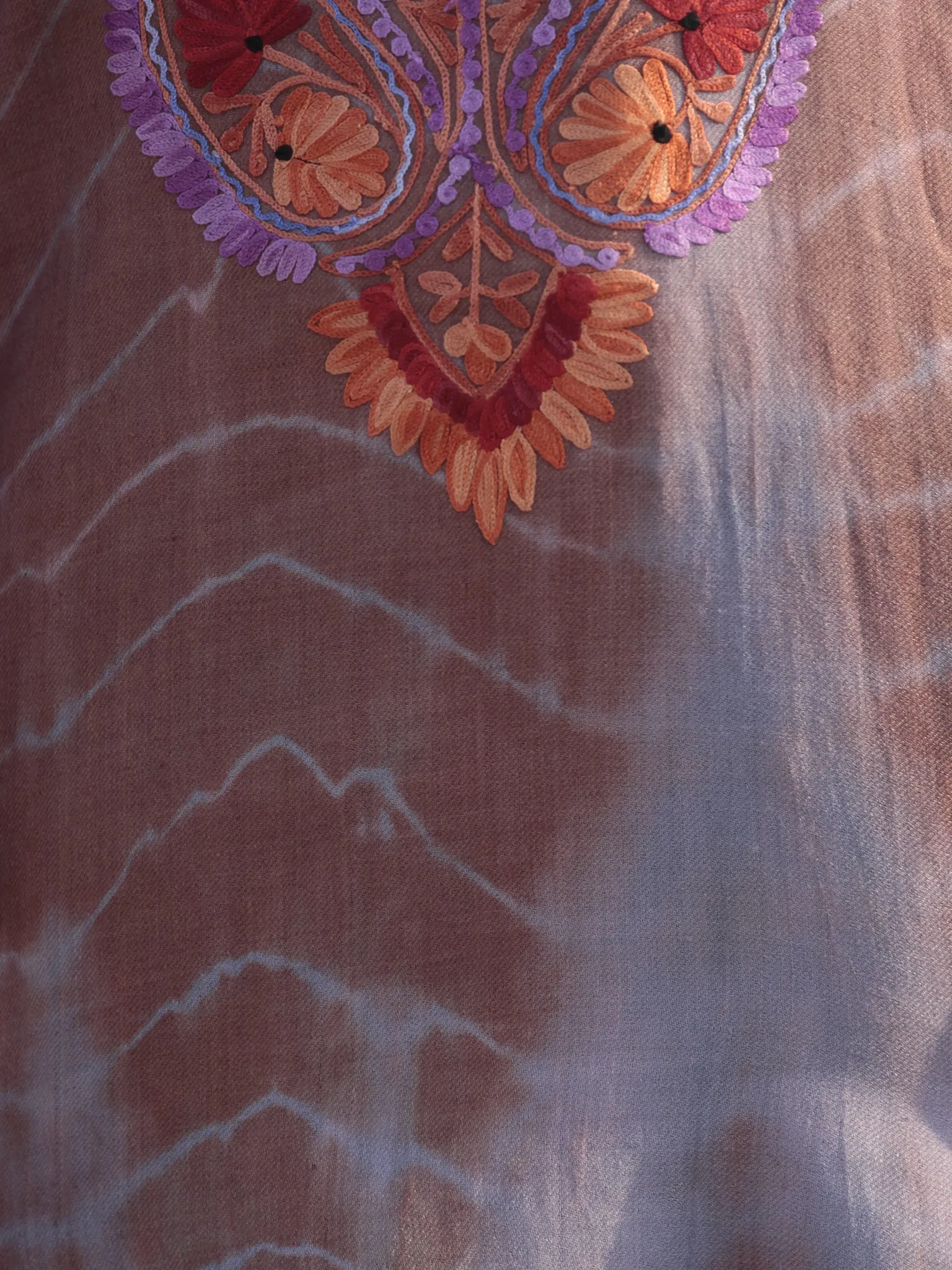 Brown Blue Rust Lavender Green  Orange Aari Embroidered Short Kashmere Kaftan  - K11K048