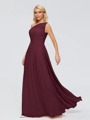 Cabernet Bridesmaid Dress Arabella One Shoulder Sash Bridesmaid Dresses
