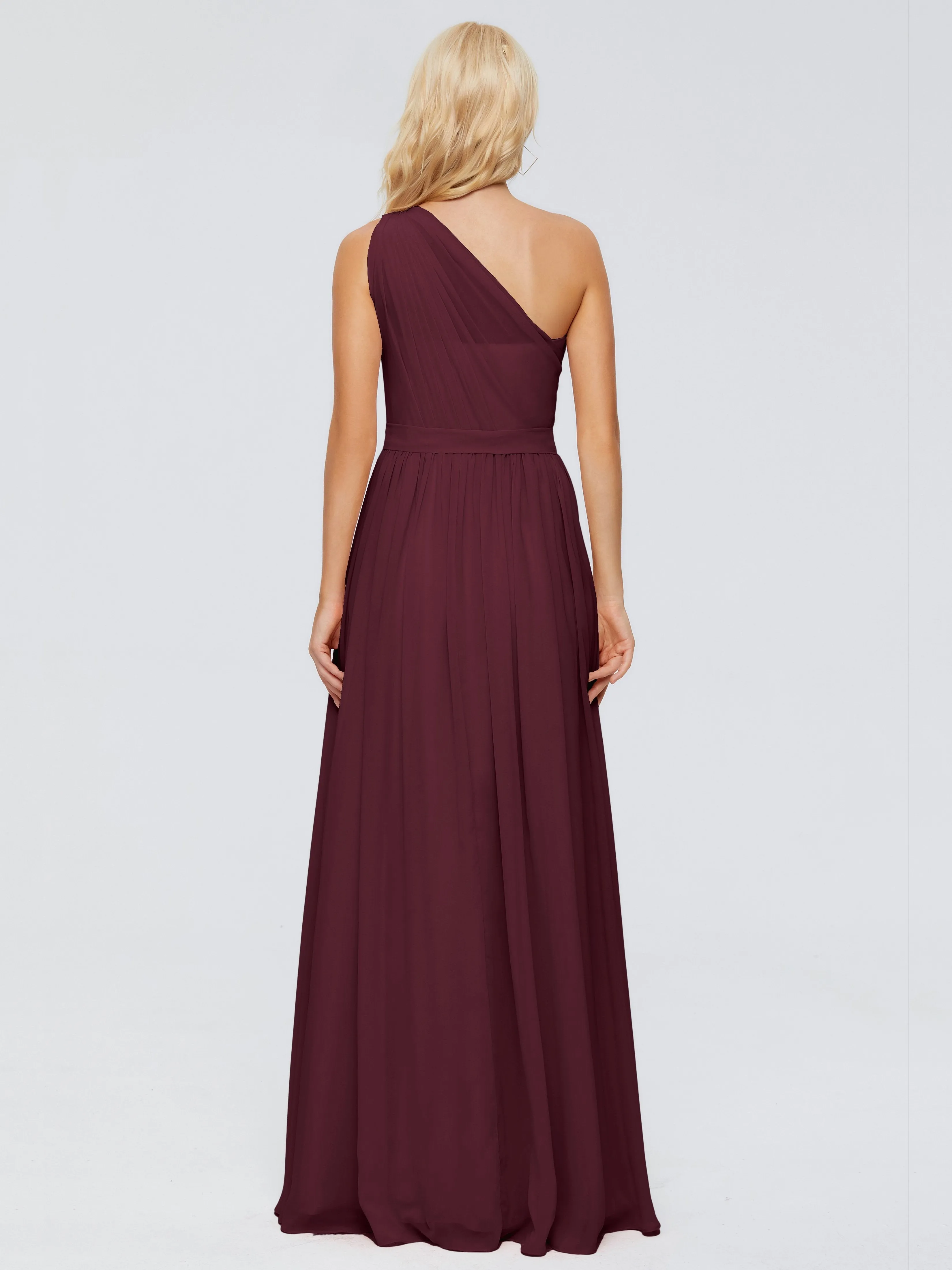 Cabernet Bridesmaid Dress Arabella One Shoulder Sash Bridesmaid Dresses
