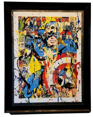 Captain America HPM Spray Paint Silkscreen Print by Mr Brainwash- Thierry Guetta