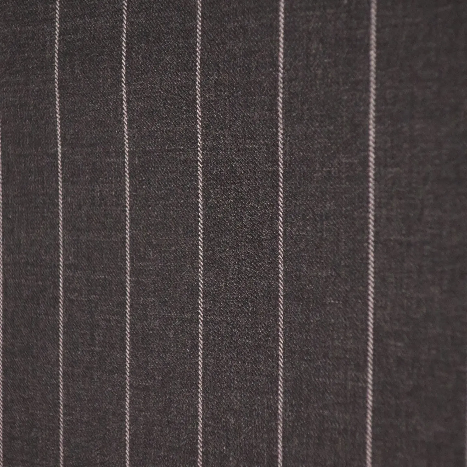 Charcoal Black and Silver Striped Loro Piana Wool Suiting Fabric