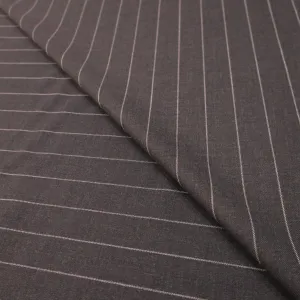 Charcoal Black and Silver Striped Loro Piana Wool Suiting Fabric