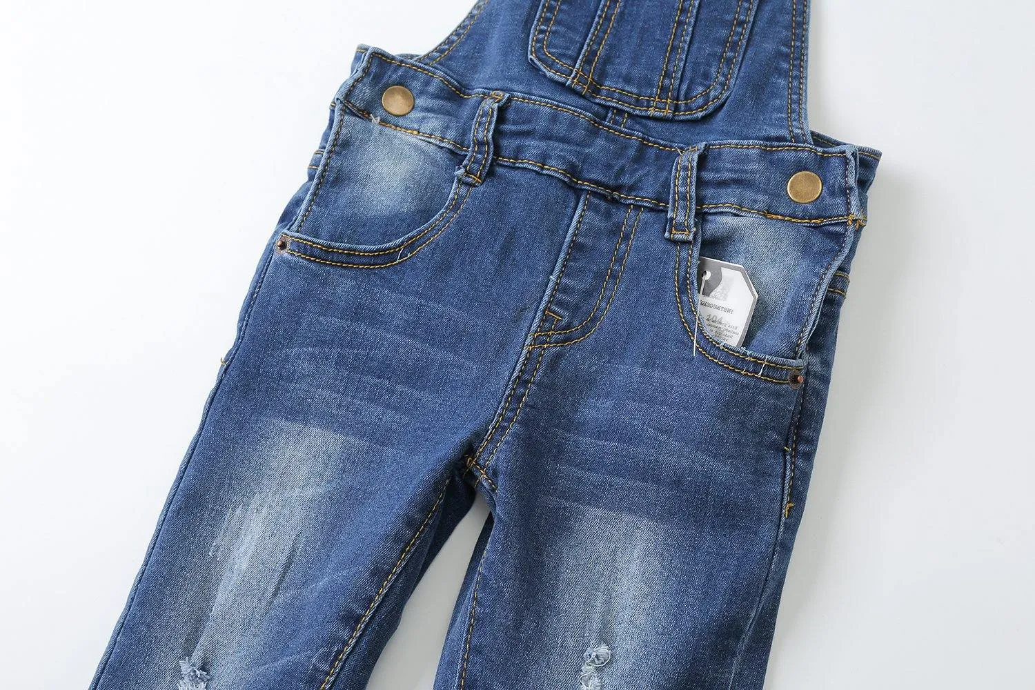 Child Ripped Stone Washed Jeans Overalls