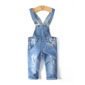 Child Ripped Stone Washed Jeans Overalls