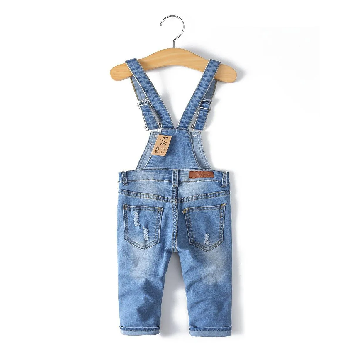 Child Ripped Stone Washed Jeans Overalls