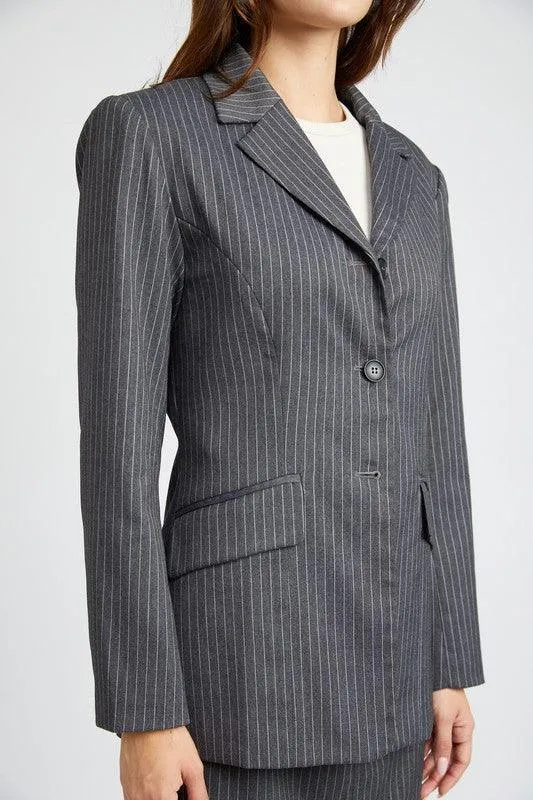 Classic Charisma | Pin Striped Blazer Jacket