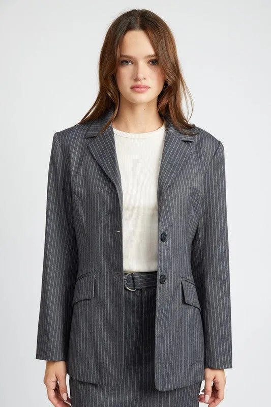 Classic Charisma | Pin Striped Blazer Jacket