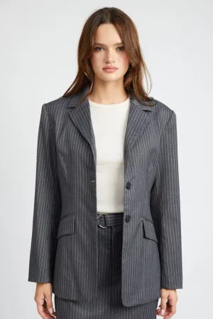 Classic Charisma | Pin Striped Blazer Jacket
