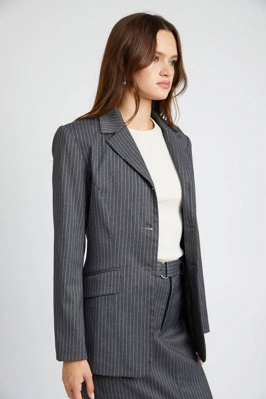 Classic Charisma | Pin Striped Blazer Jacket