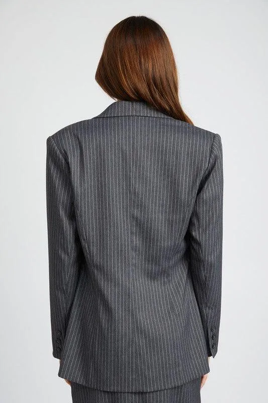 Classic Charisma | Pin Striped Blazer Jacket
