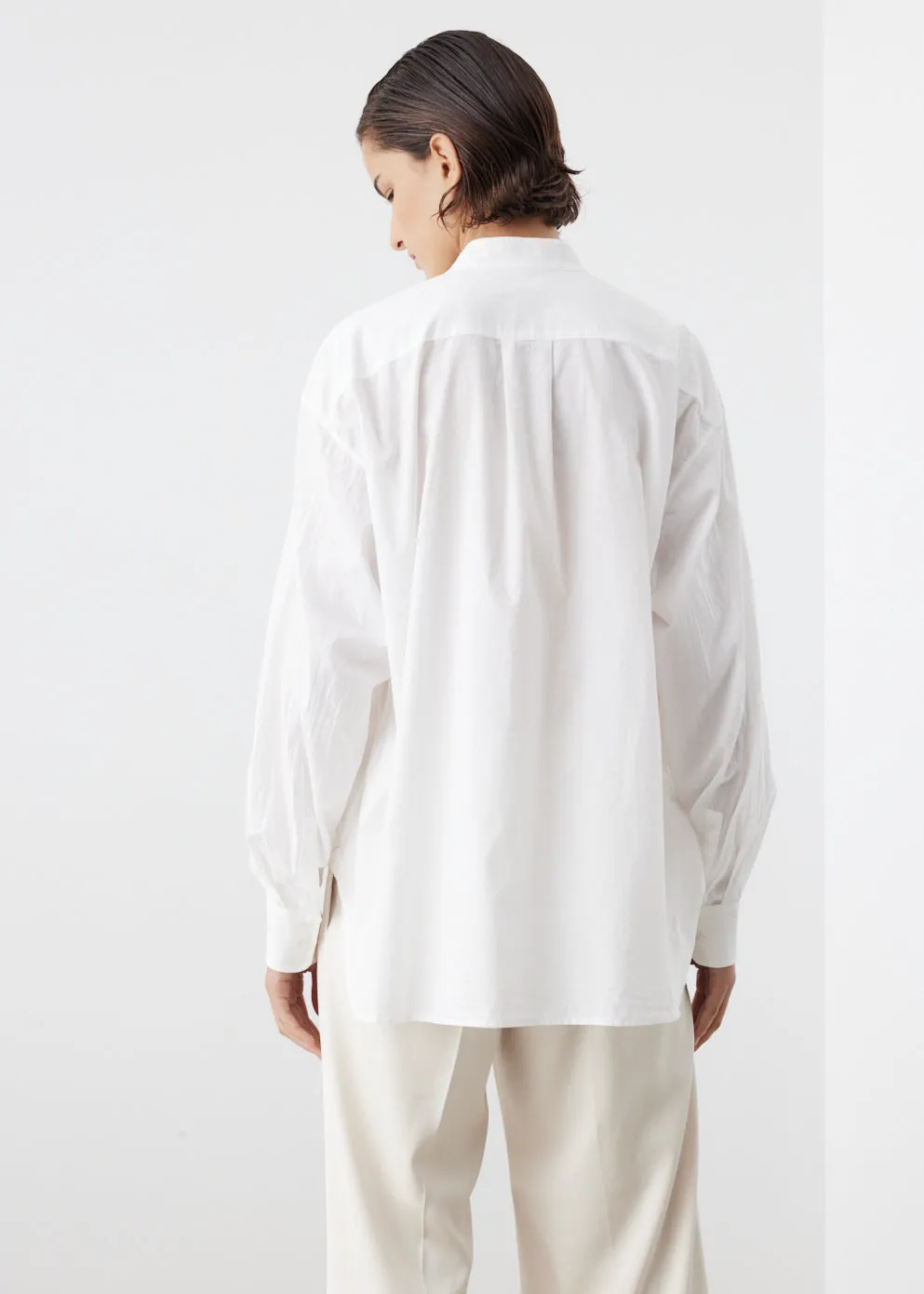 Cotton Bib Front Shirt White