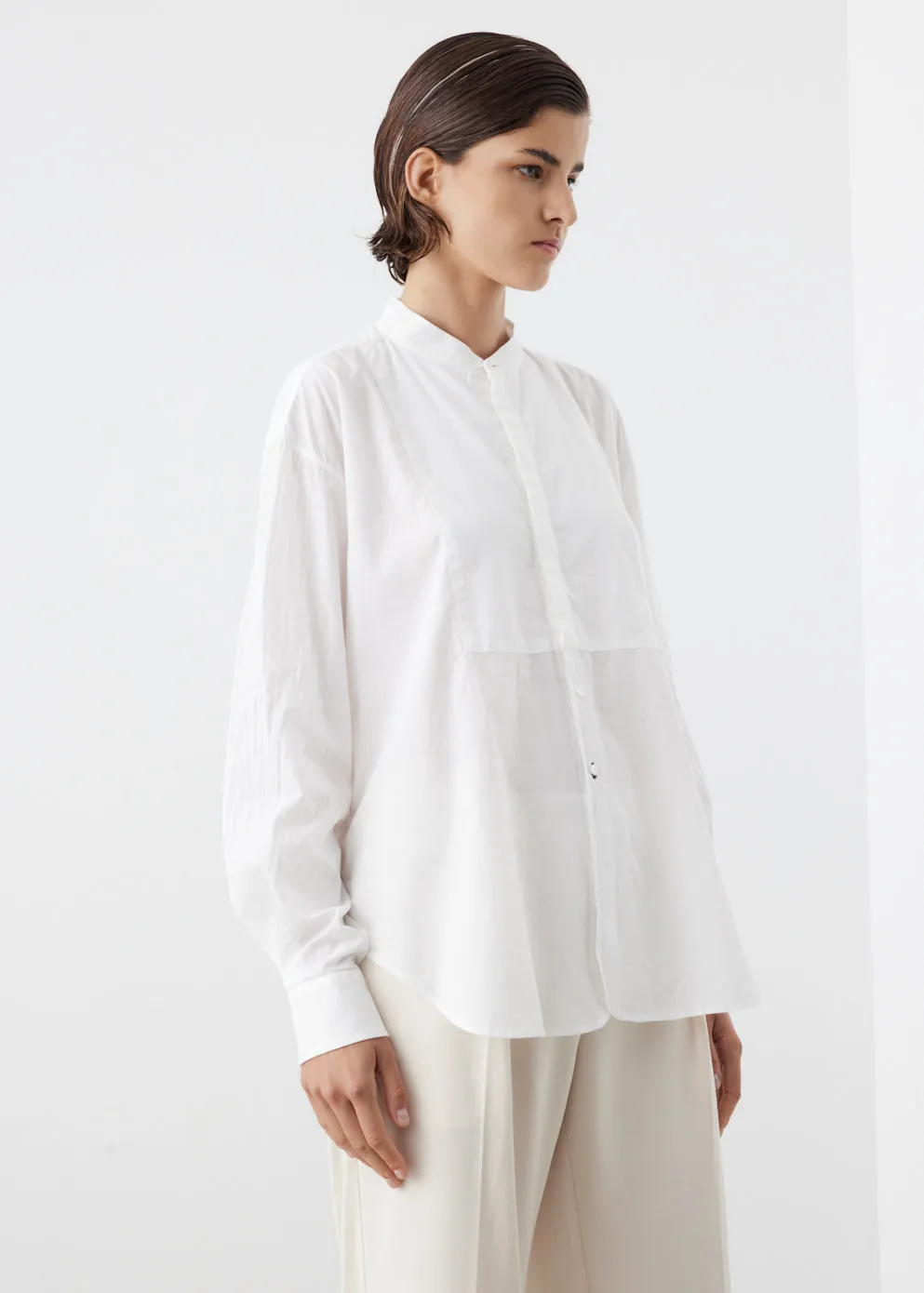 Cotton Bib Front Shirt White