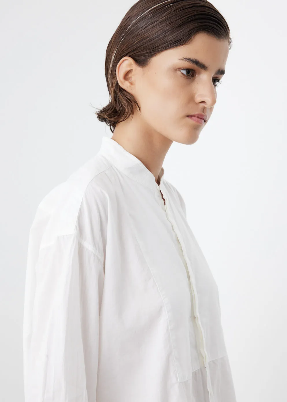 Cotton Bib Front Shirt White