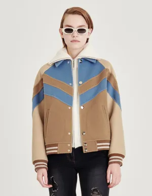 Couple Color Block Lapel Wool Jacket