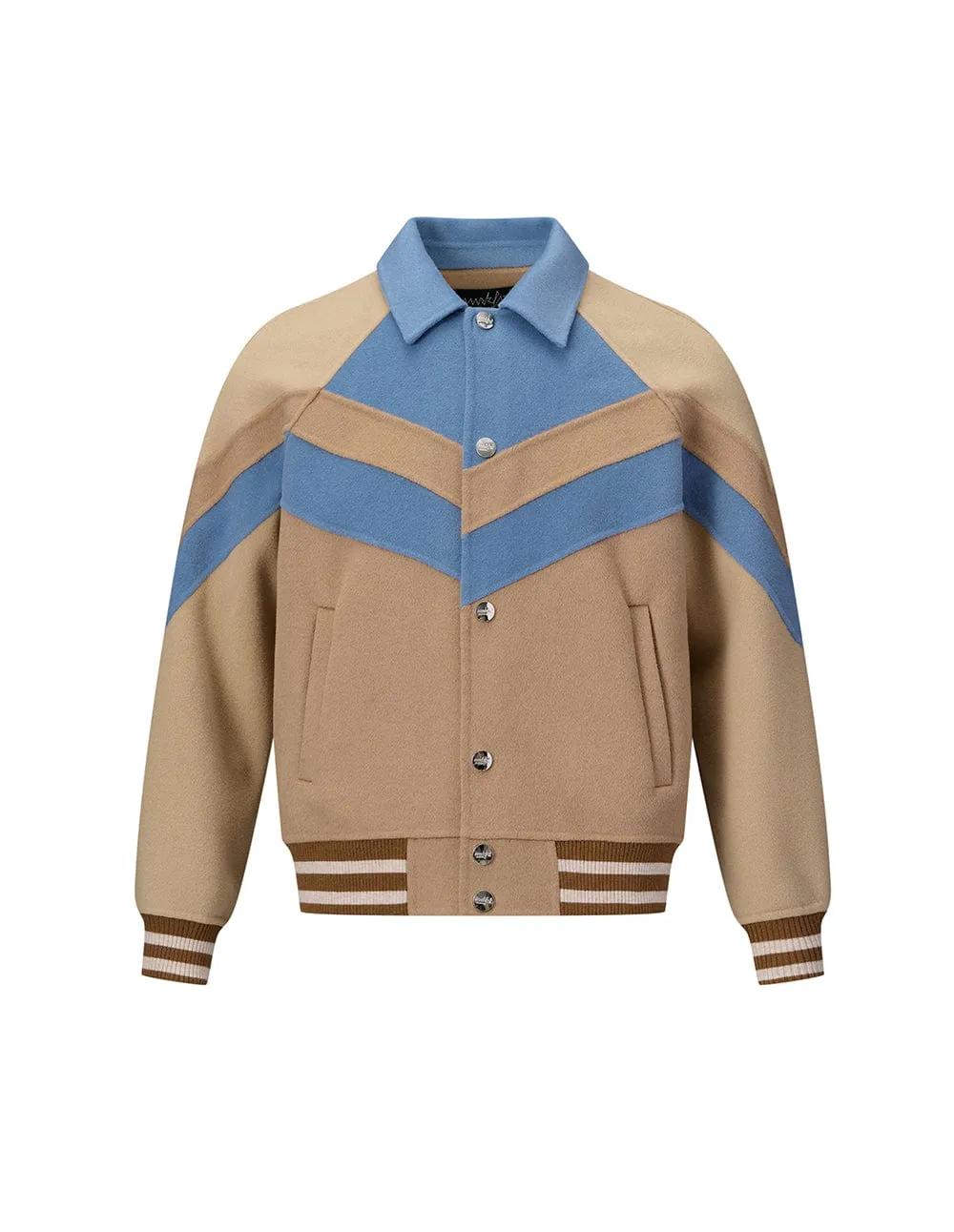 Couple Color Block Lapel Wool Jacket