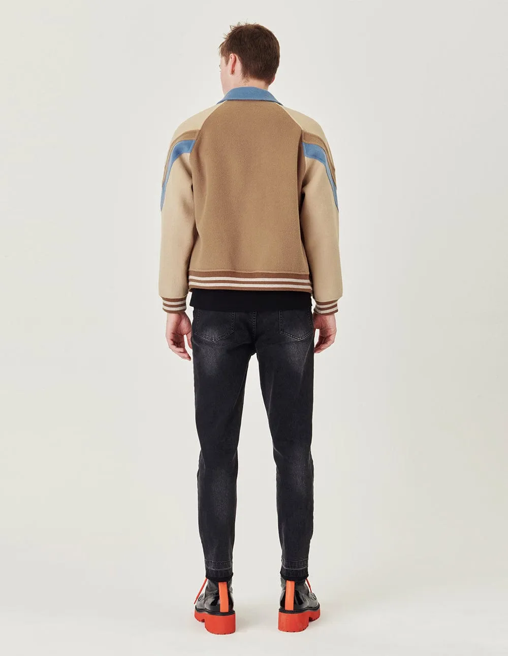 Couple Color Block Lapel Wool Jacket