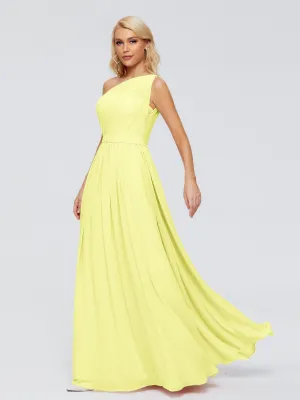 Daffodil Yellow Bridesmaid Dresses Arabella One Shoulder Sash Bridesmaid Dresses