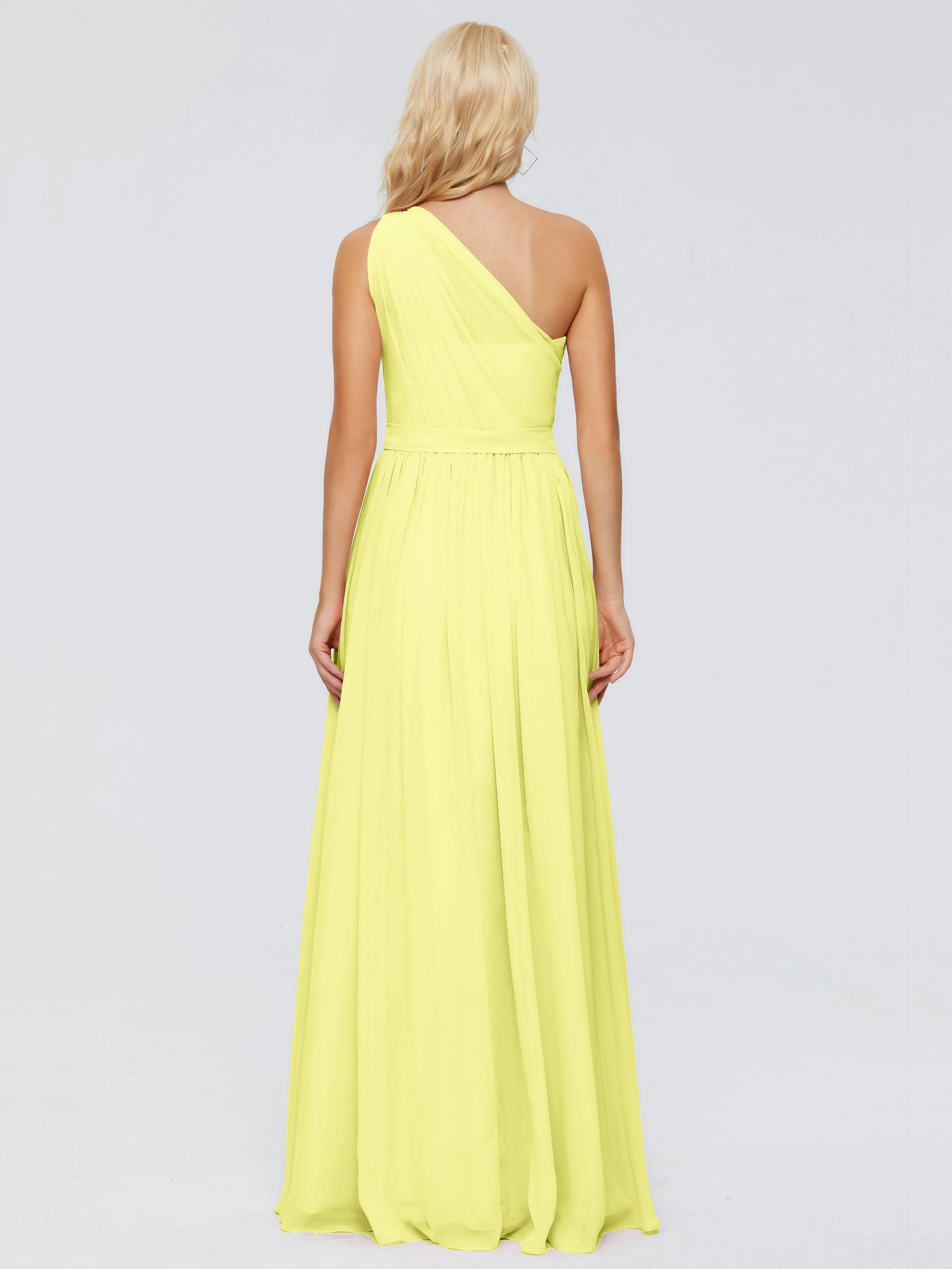 Daffodil Yellow Bridesmaid Dresses Arabella One Shoulder Sash Bridesmaid Dresses
