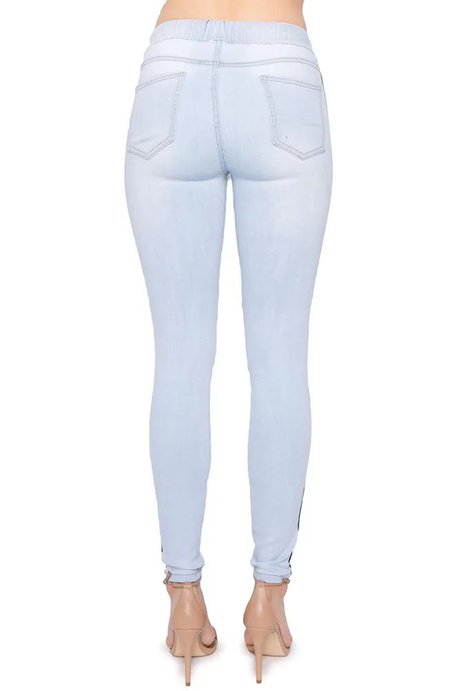 Destroyed Denim Side Striped Jogger