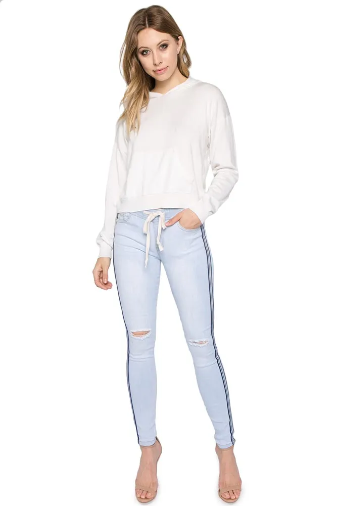 Destroyed Denim Side Striped Jogger