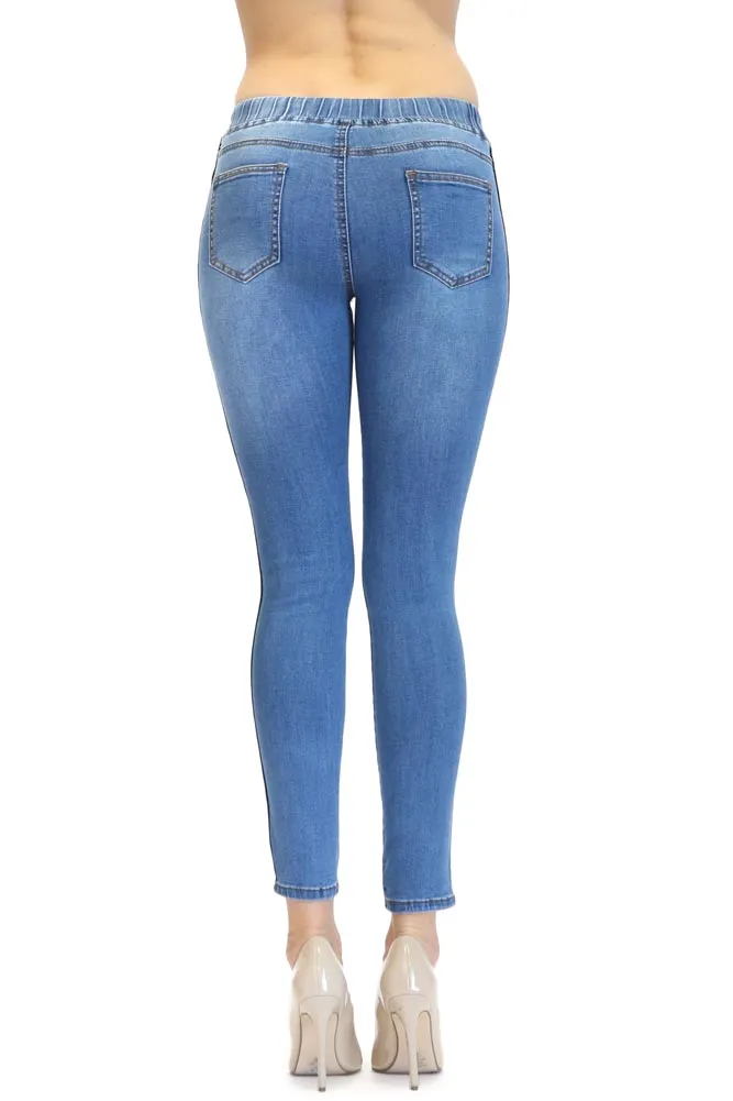 Destroyed Denim Side Striped Jogger