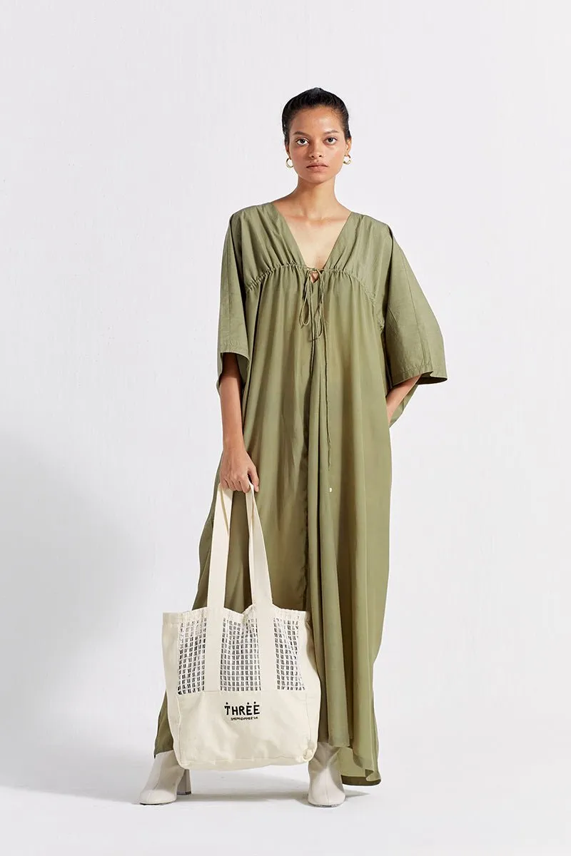 Drawstring Kaftan - Sap Green