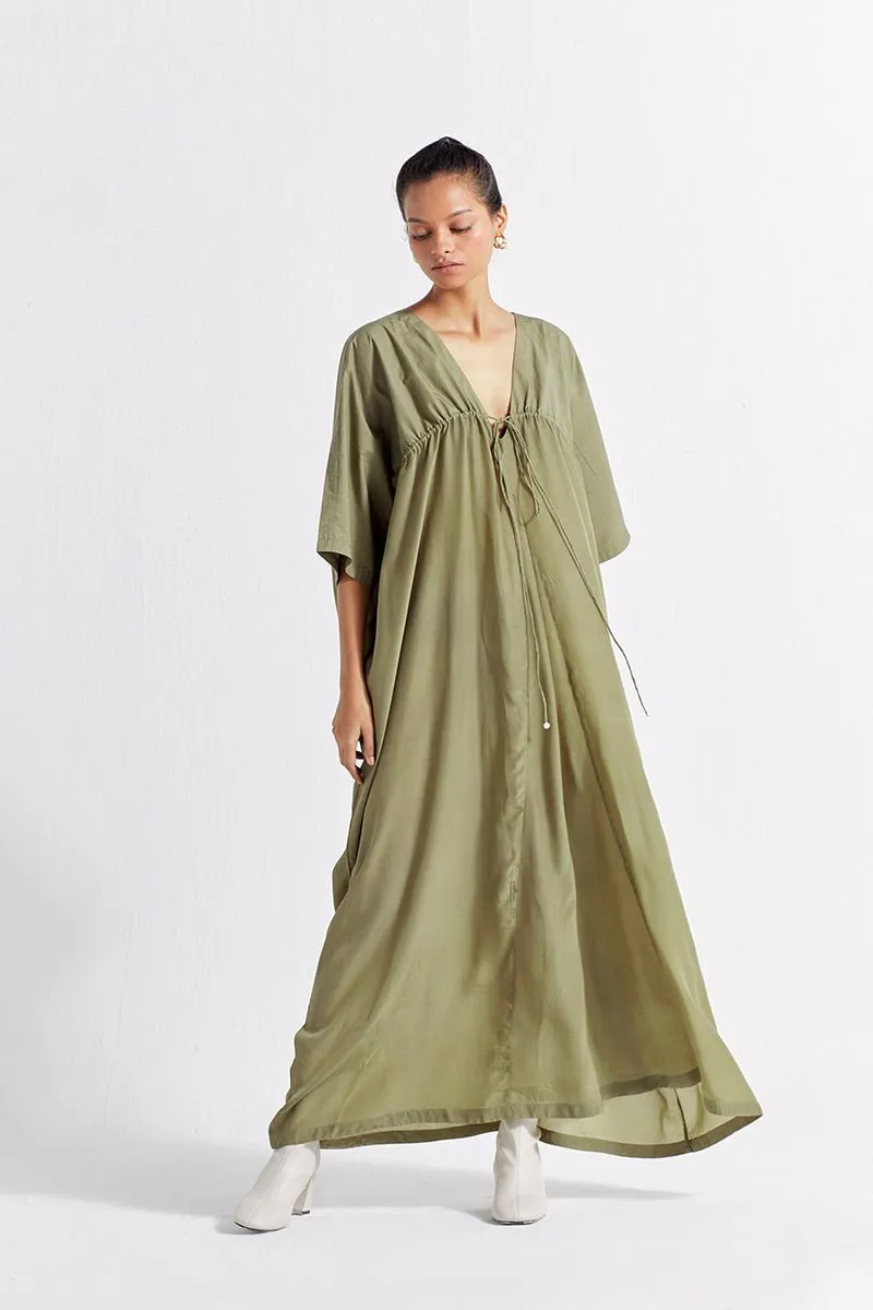 Drawstring Kaftan - Sap Green