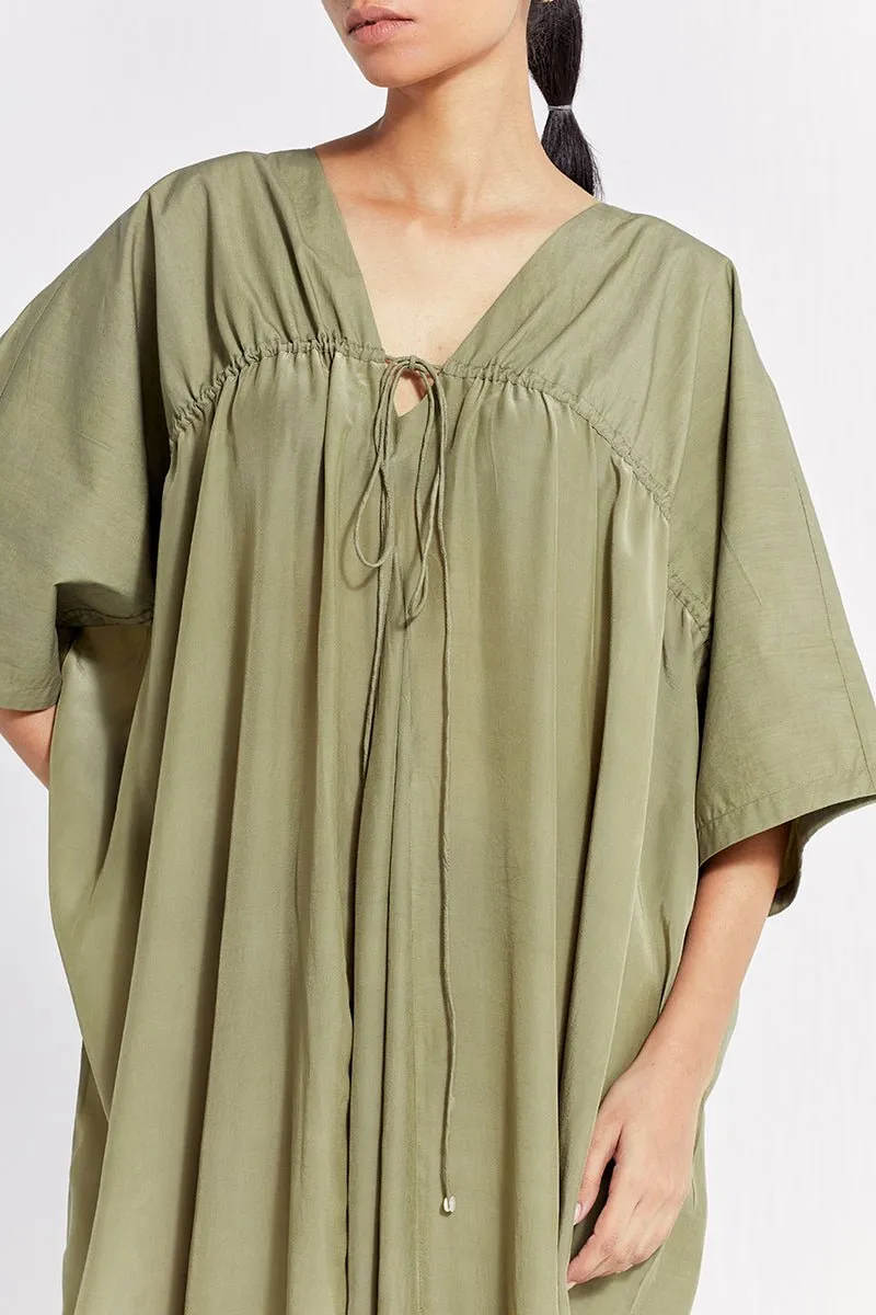 Drawstring Kaftan - Sap Green