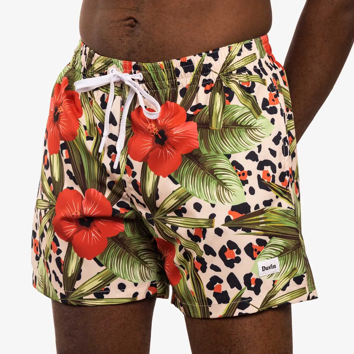 Duvin - "Leo Floral" Swim Short - Polyester Spandex Quick Dry