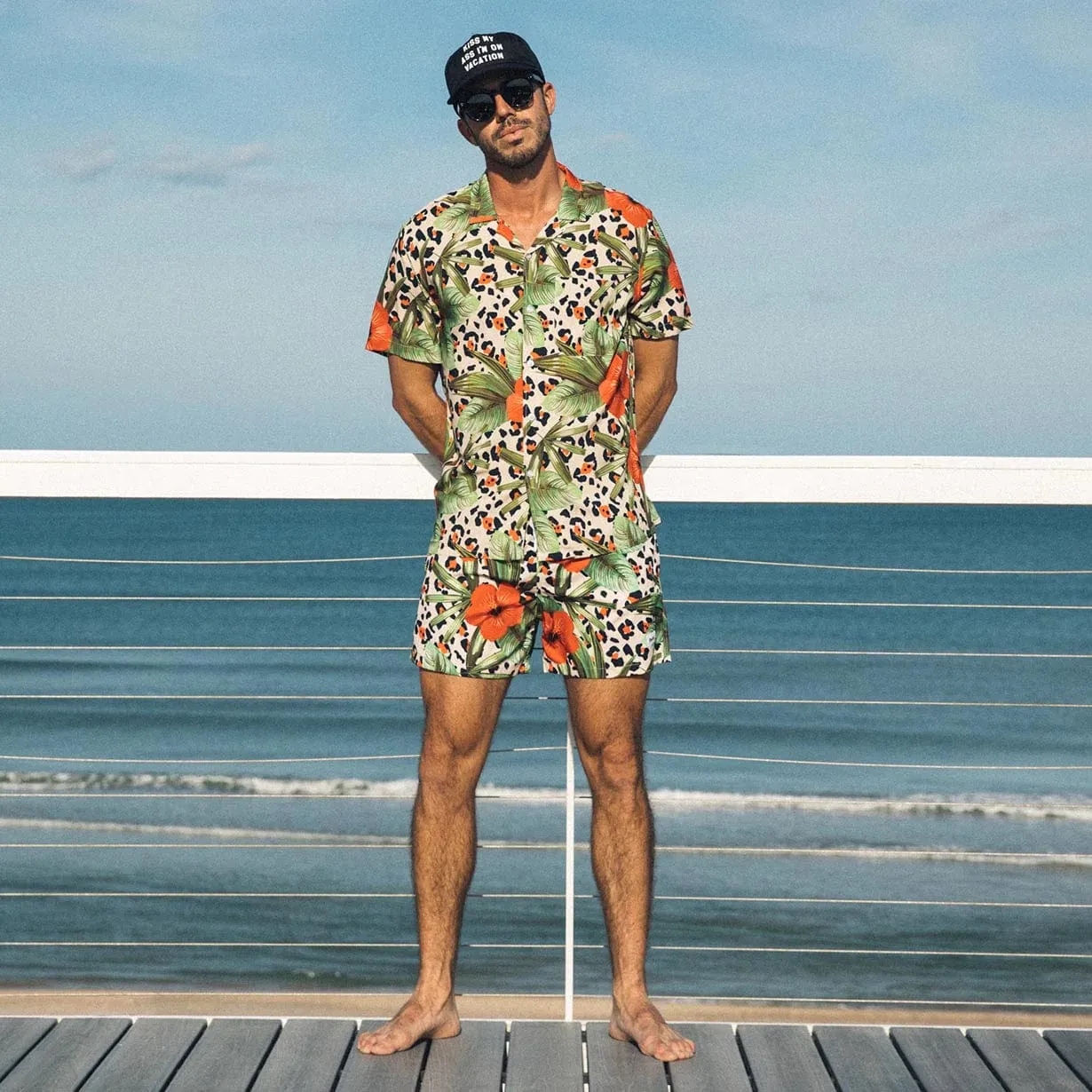 Duvin - "Leo Floral" Swim Short - Polyester Spandex Quick Dry