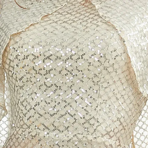 Elegant Apricot Sequin Mermaid Cloak cover shoulder Evening Dress