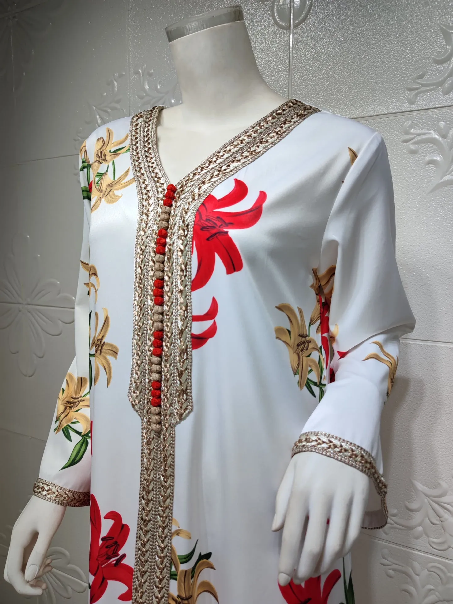 Fashion Floral Print Muslim Dress for Women