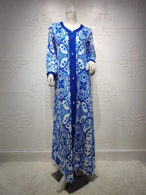 Fashion Floral Print Muslim Dress for Women