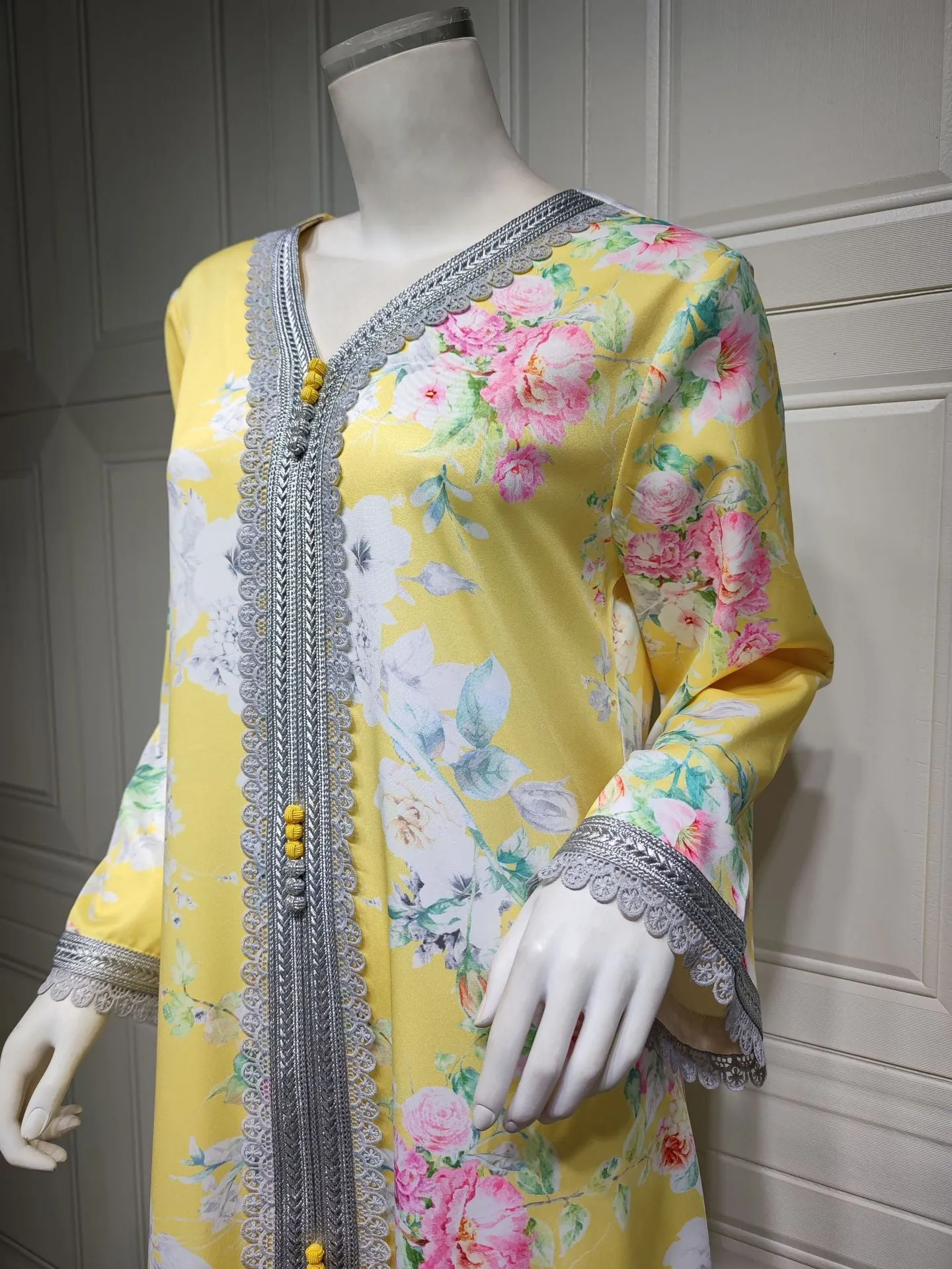 Fashion Floral Print Muslim Dress for Women